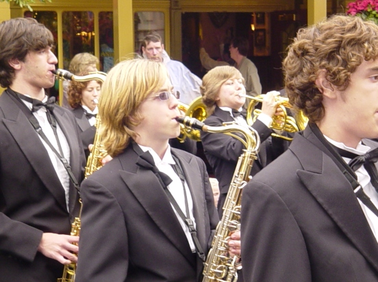 My son playing his tenor sax on Main Street USA in Magic Kingdom, Disney World FL in 2005