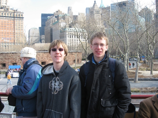 my son (on left) and German son in Battery Park, Manhattan