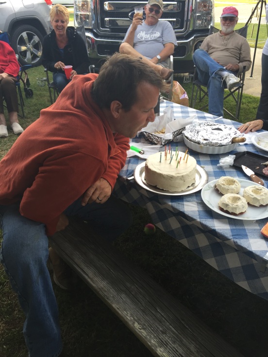 Greg blowing out the candles!