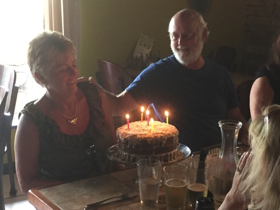 this was  our last stop - Guy surprised Sue with a cake for her upcoming birthday!  
