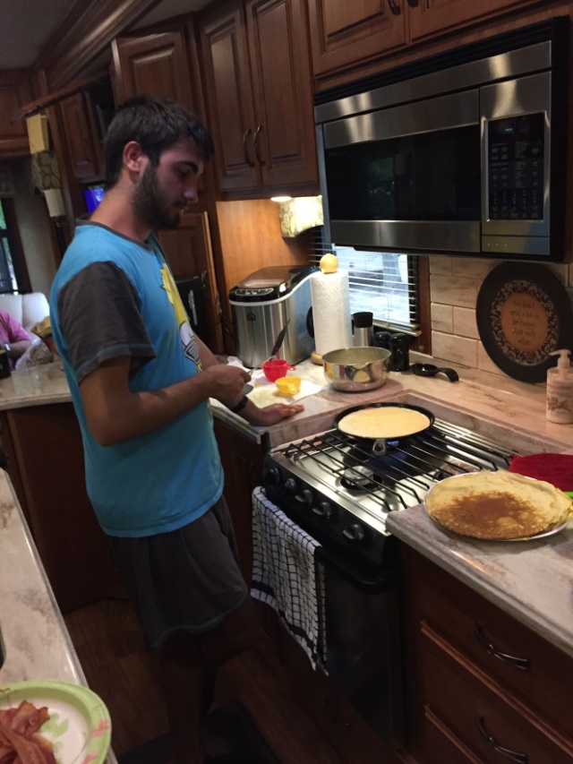 Alberto busy making us breakfast!